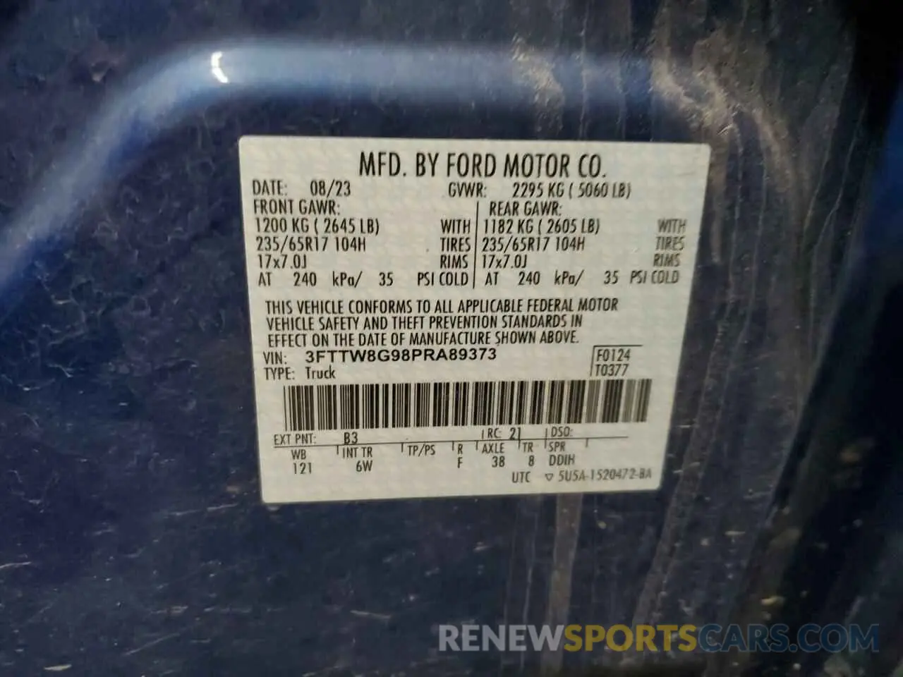 13 Photograph of a damaged car 3FTTW8G98PRA89373 FORD MAVERICK 2023