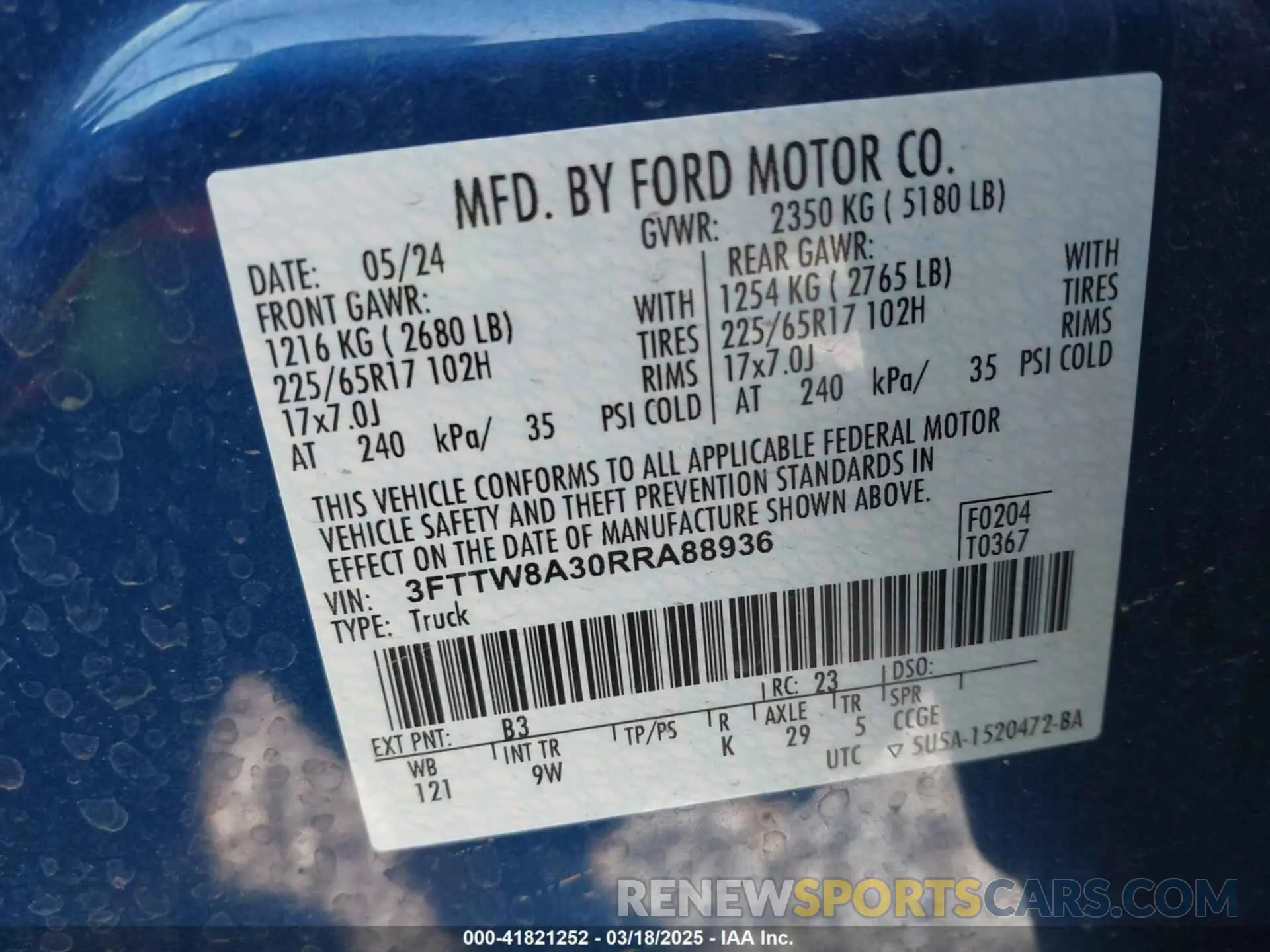 9 Photograph of a damaged car 3FTTW8A30RRA88936 FORD MAVERICK 2024