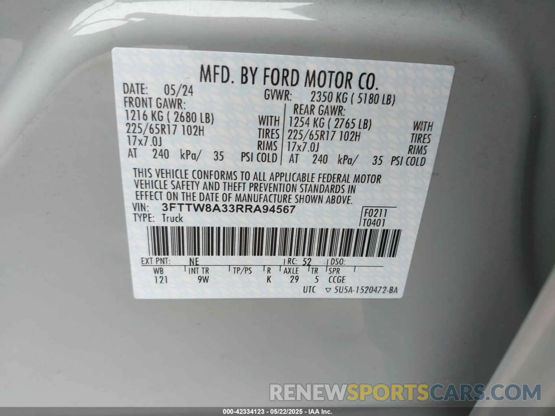 9 Photograph of a damaged car 3FTTW8A33RRA94567 FORD MAVERICK 2024