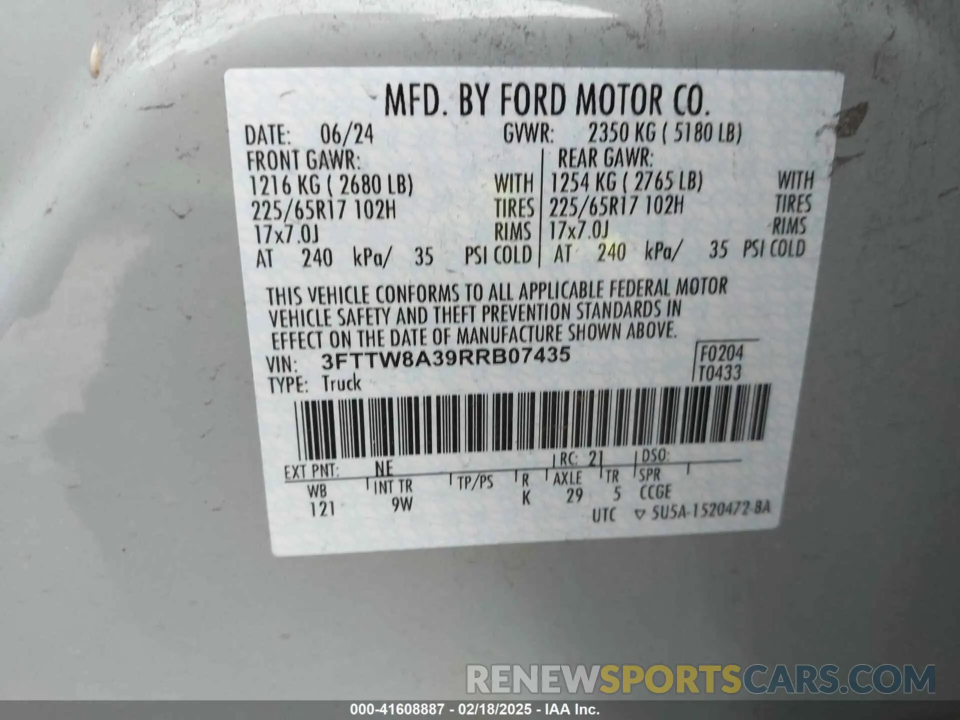 9 Photograph of a damaged car 3FTTW8A39RRB07435 FORD MAVERICK 2024