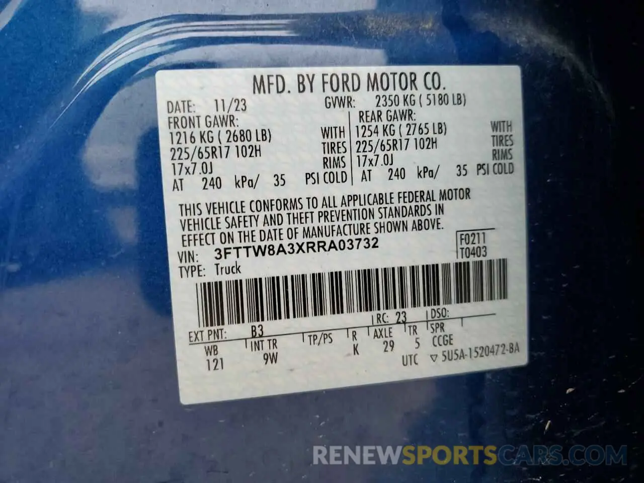 12 Photograph of a damaged car 3FTTW8A3XRRA03732 FORD MAVERICK 2024