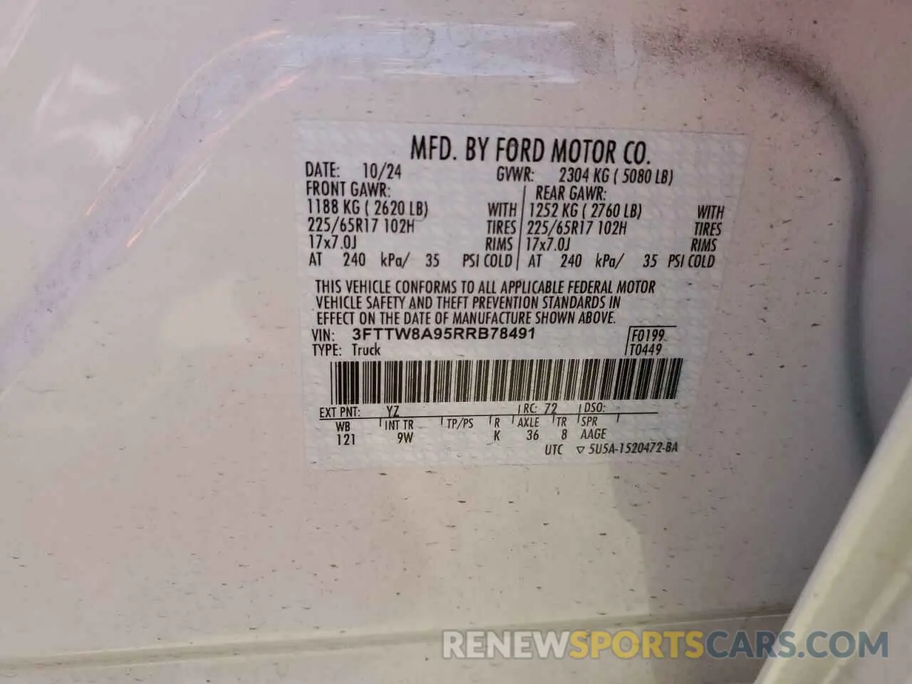 12 Photograph of a damaged car 3FTTW8A95RRB78491 FORD MAVERICK 2024