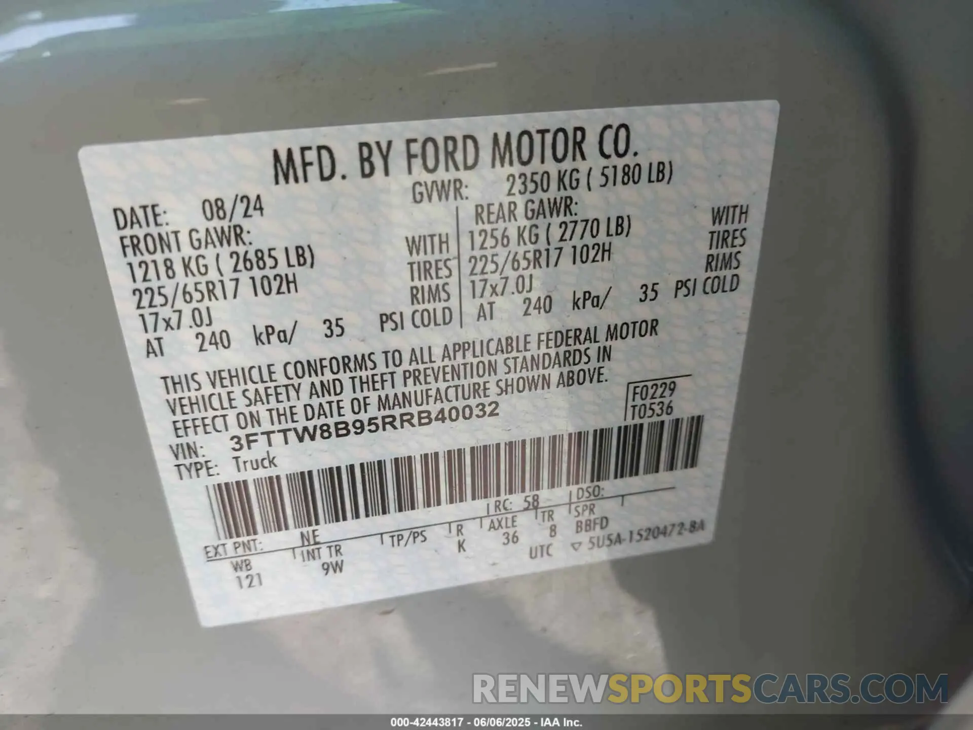 9 Photograph of a damaged car 3FTTW8B95RRB40032 FORD MAVERICK 2024