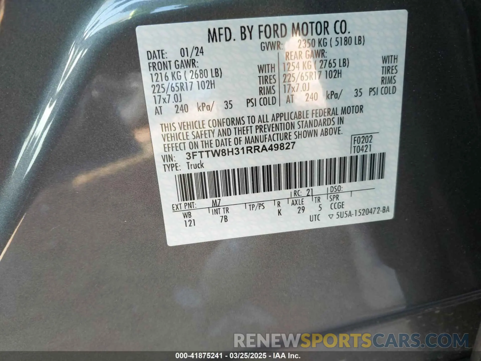 9 Photograph of a damaged car 3FTTW8H31RRA49827 FORD MAVERICK 2024