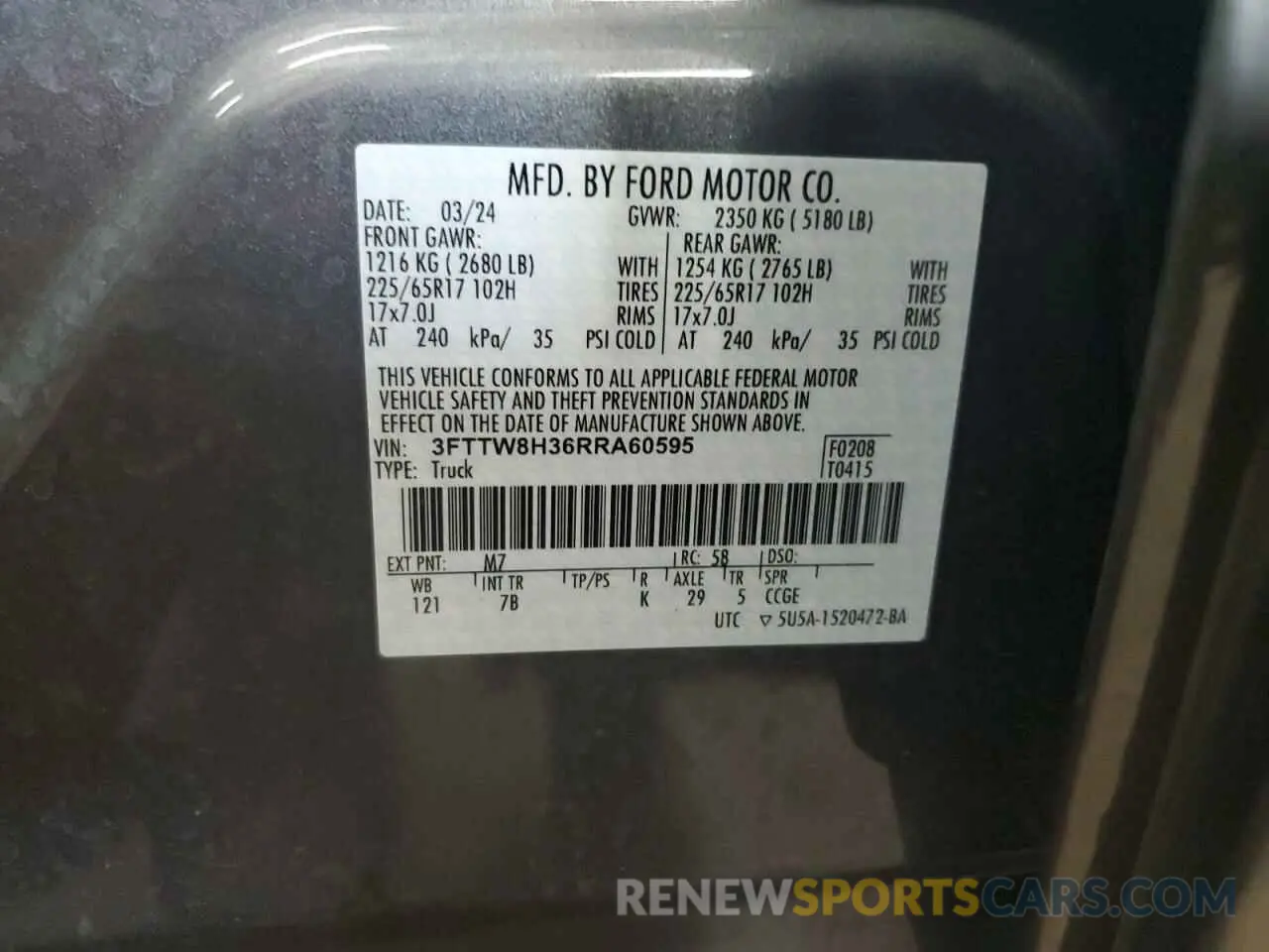 13 Photograph of a damaged car 3FTTW8H36RRA60595 FORD MAVERICK 2024
