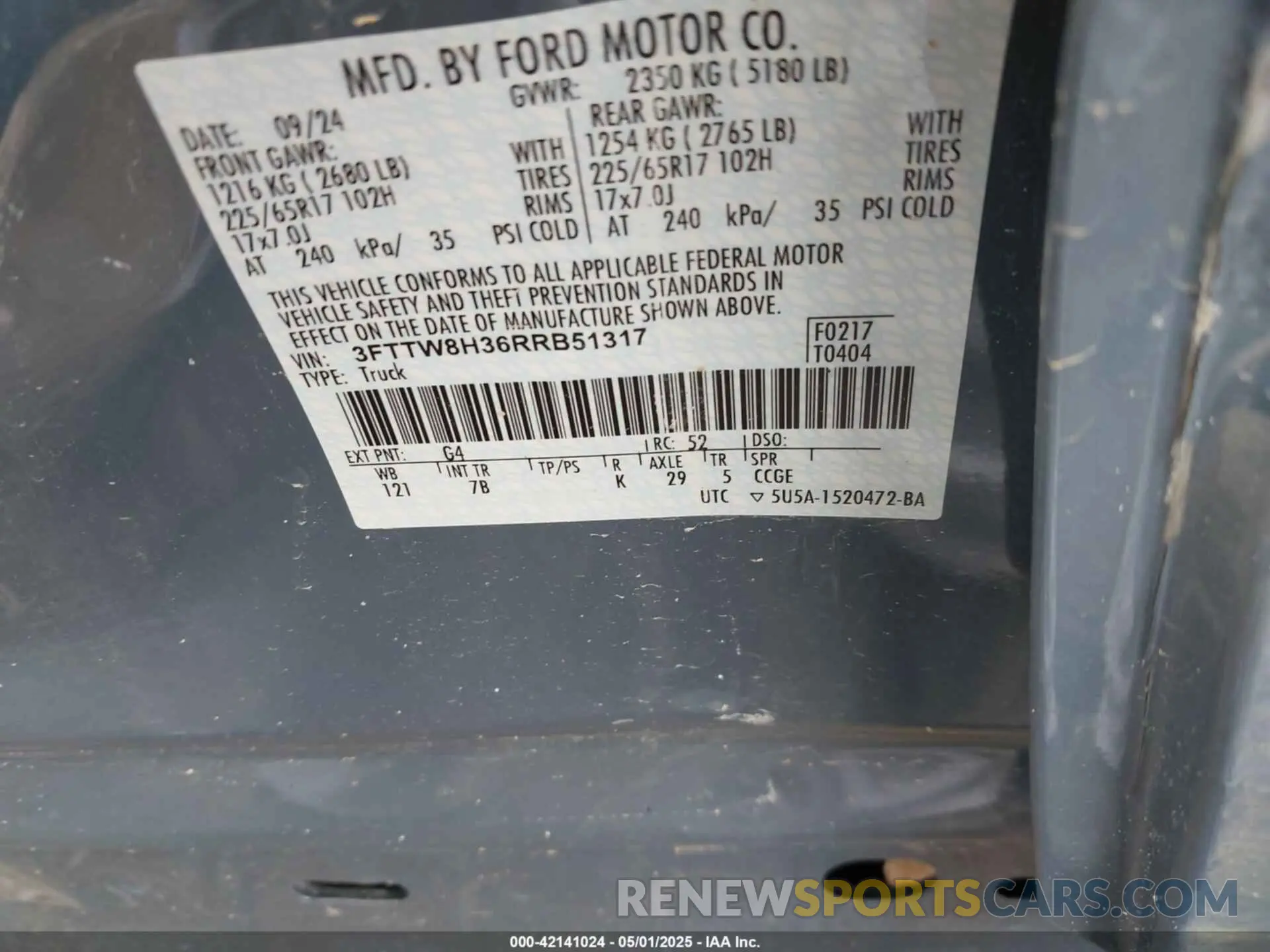 9 Photograph of a damaged car 3FTTW8H36RRB51317 FORD MAVERICK 2024