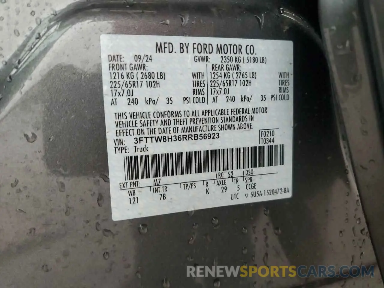 13 Photograph of a damaged car 3FTTW8H36RRB56923 FORD MAVERICK 2024