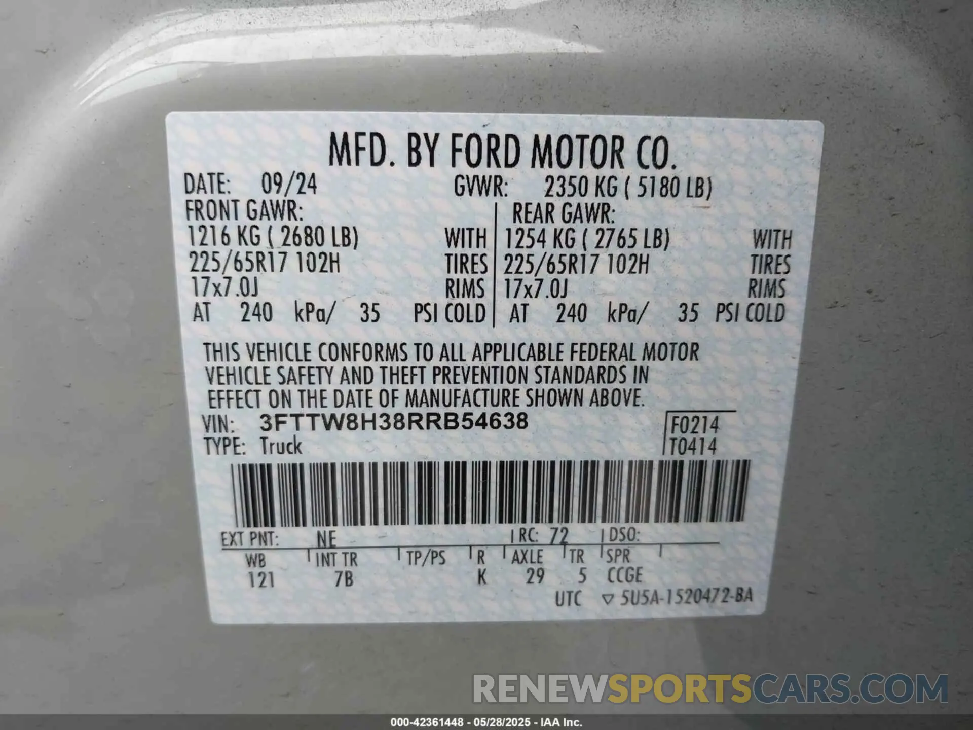 9 Photograph of a damaged car 3FTTW8H38RRB54638 FORD MAVERICK 2024