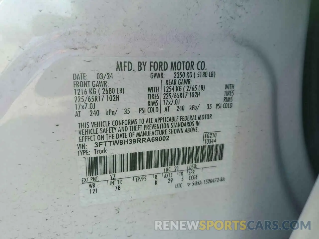 14 Photograph of a damaged car 3FTTW8H39RRA69002 FORD MAVERICK 2024
