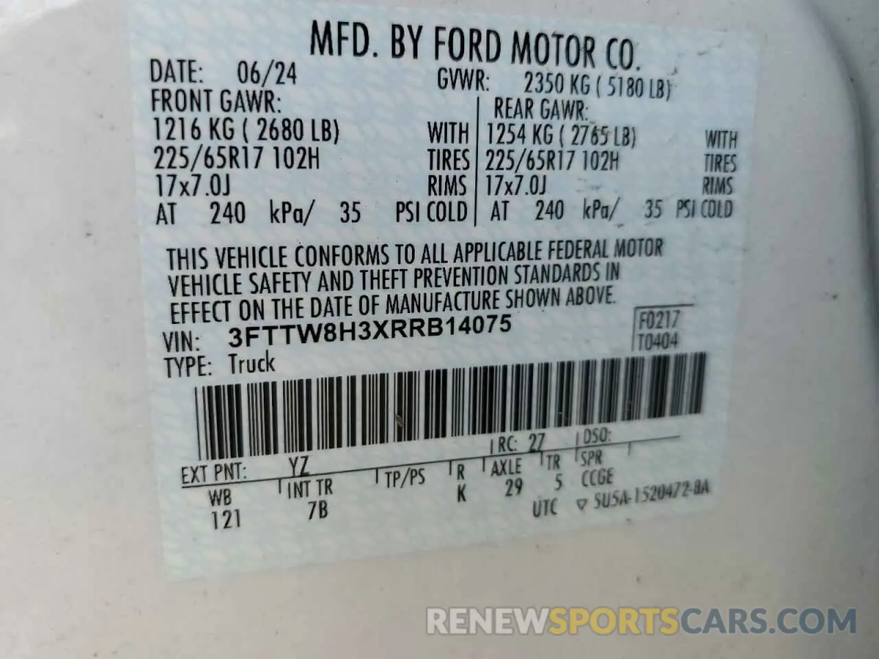 12 Photograph of a damaged car 3FTTW8H3XRRB14075 FORD MAVERICK 2024