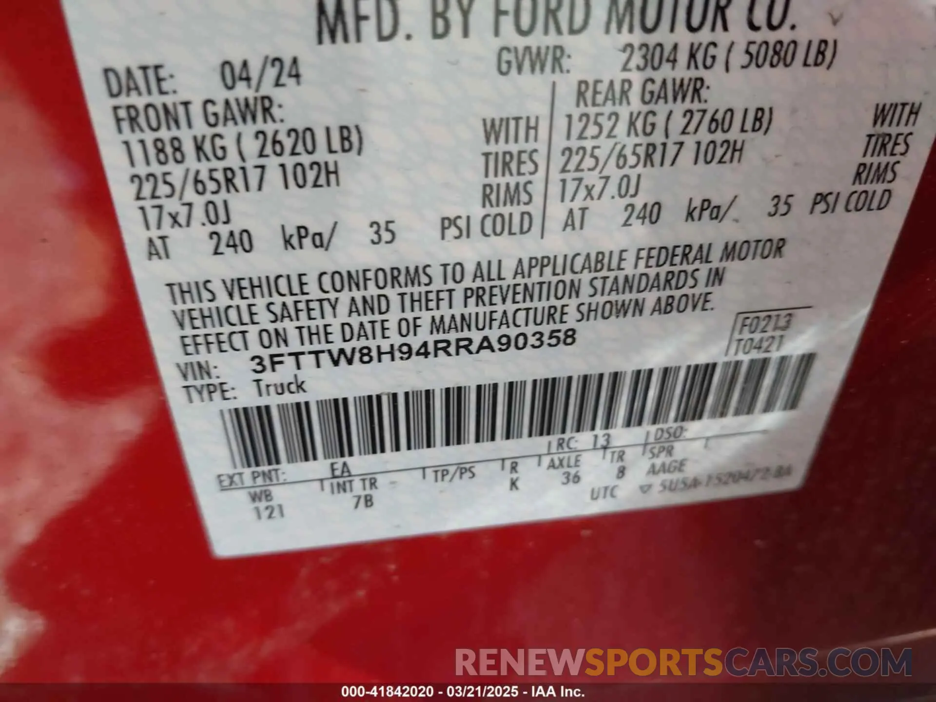 9 Photograph of a damaged car 3FTTW8H94RRA90358 FORD MAVERICK 2024