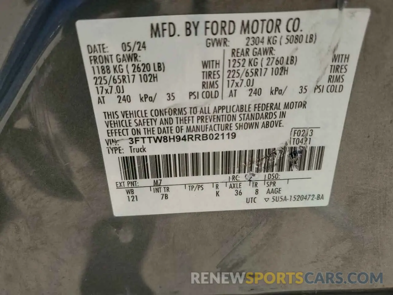 13 Photograph of a damaged car 3FTTW8H94RRB02119 FORD MAVERICK 2024