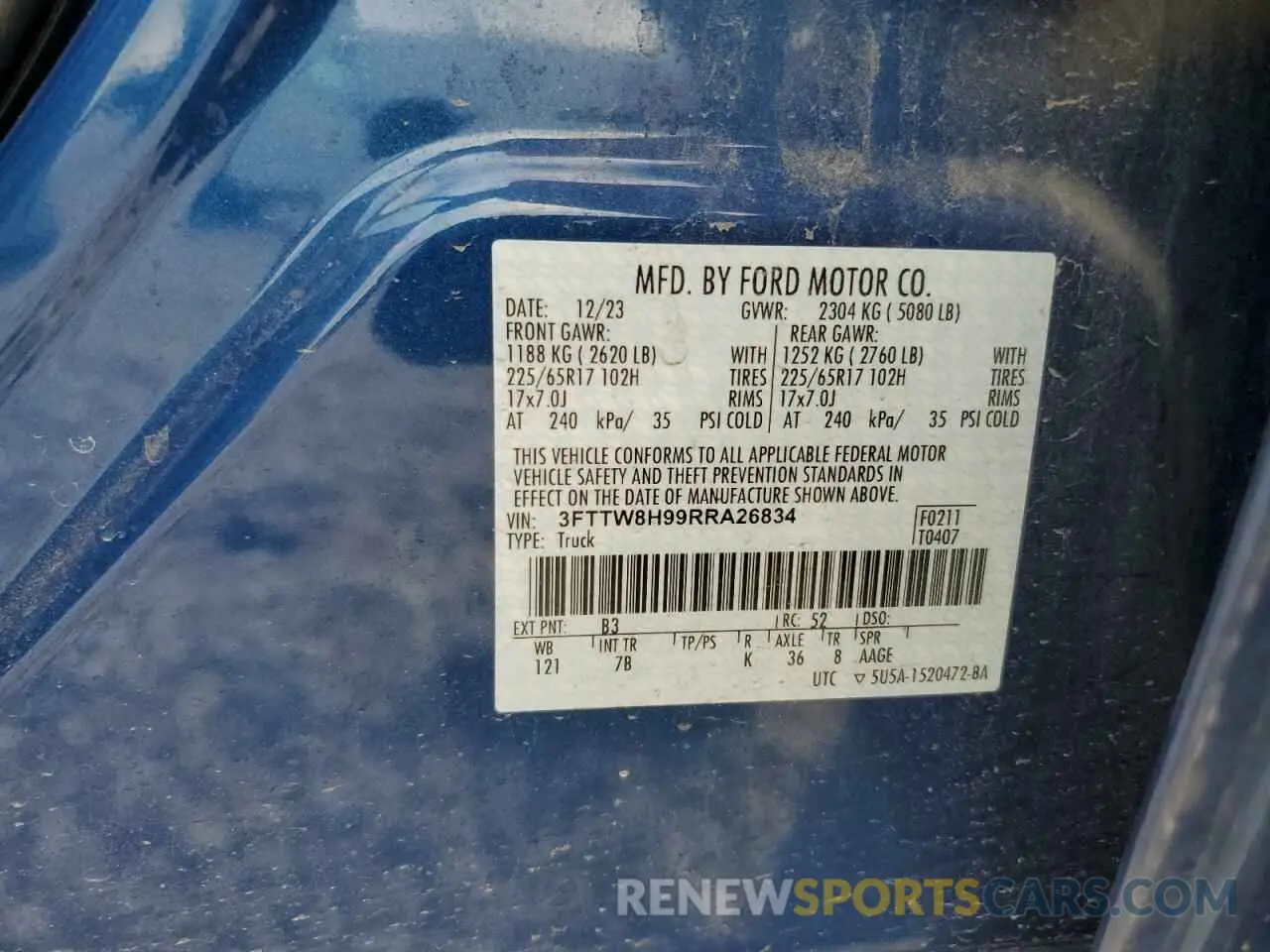 12 Photograph of a damaged car 3FTTW8H99RRA26834 FORD MAVERICK 2024