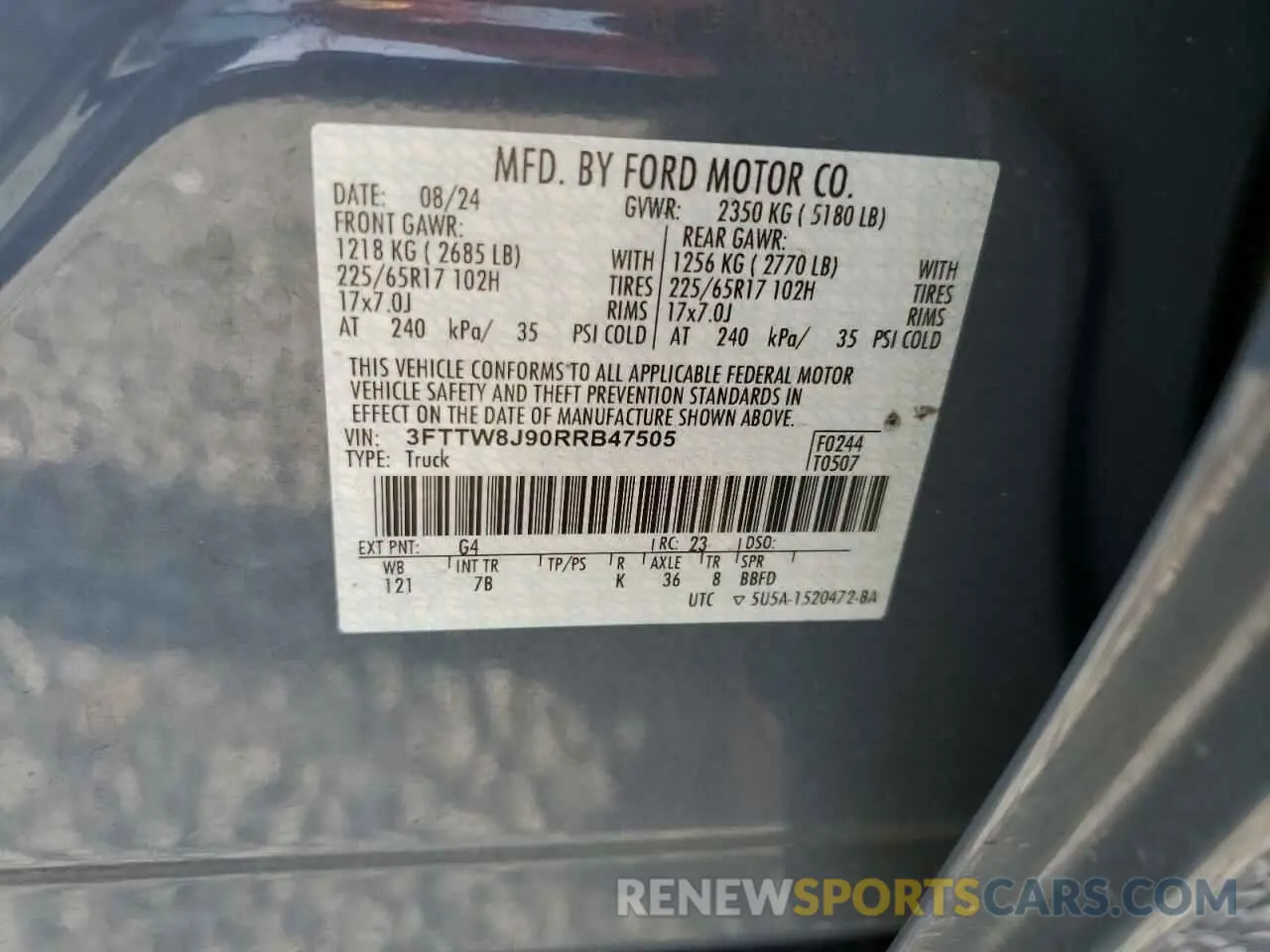 13 Photograph of a damaged car 3FTTW8J90RRB47505 FORD MAVERICK 2024