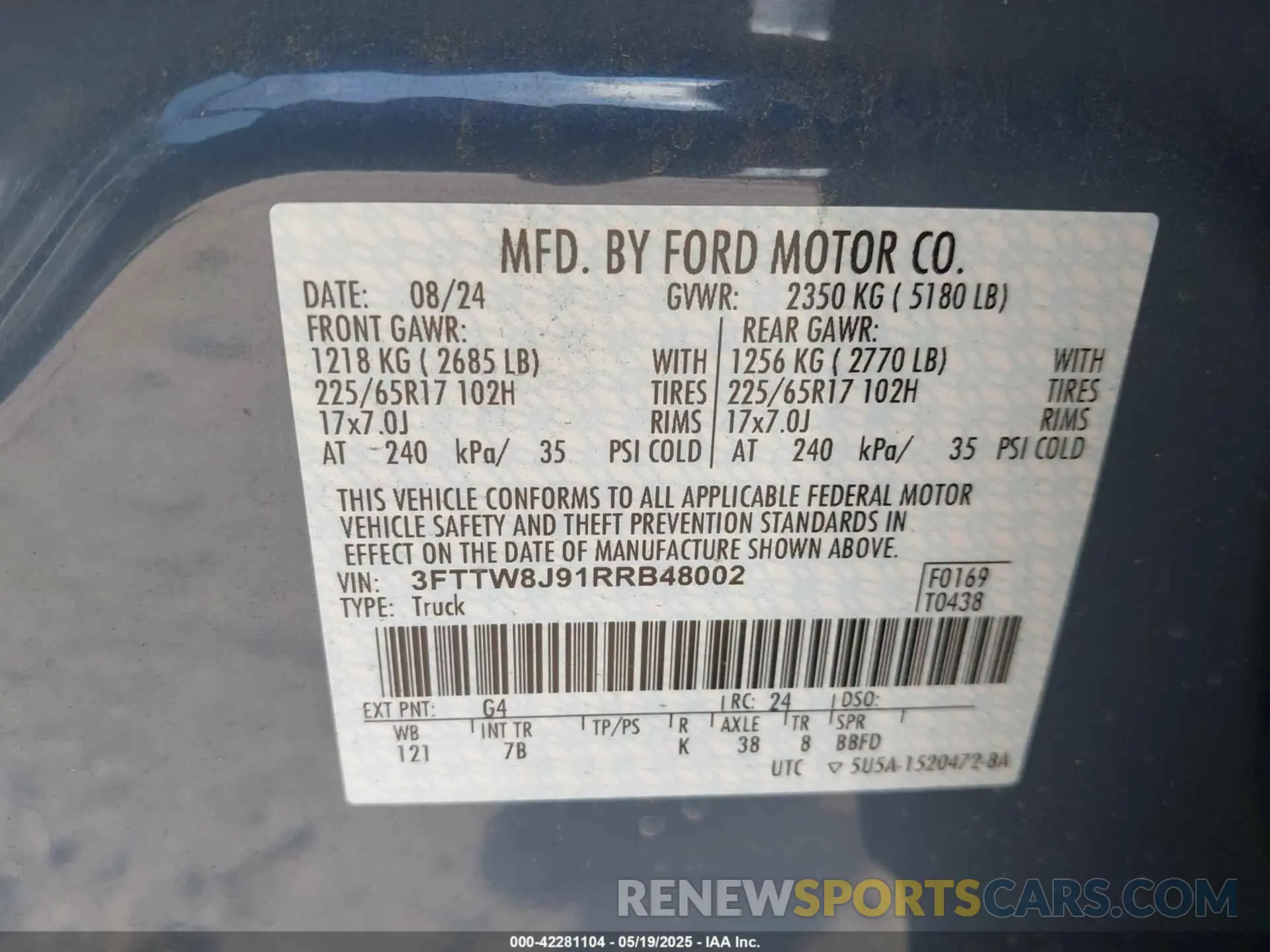 9 Photograph of a damaged car 3FTTW8J91RRB48002 FORD MAVERICK 2024