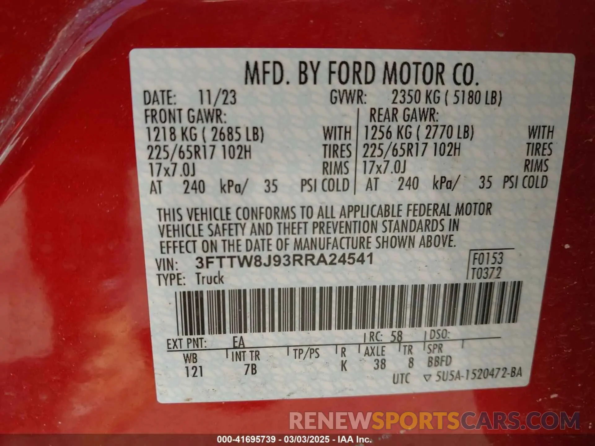 9 Photograph of a damaged car 3FTTW8J93RRA24541 FORD MAVERICK 2024