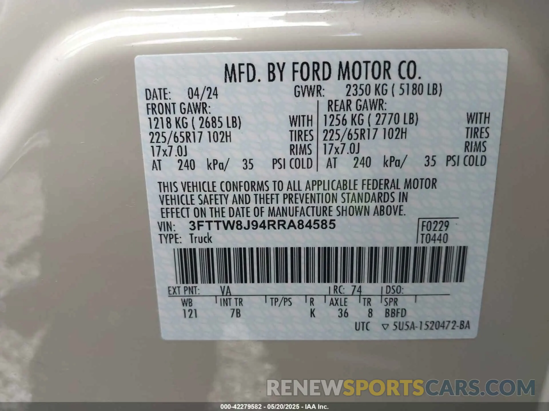 9 Photograph of a damaged car 3FTTW8J94RRA84585 FORD MAVERICK 2024