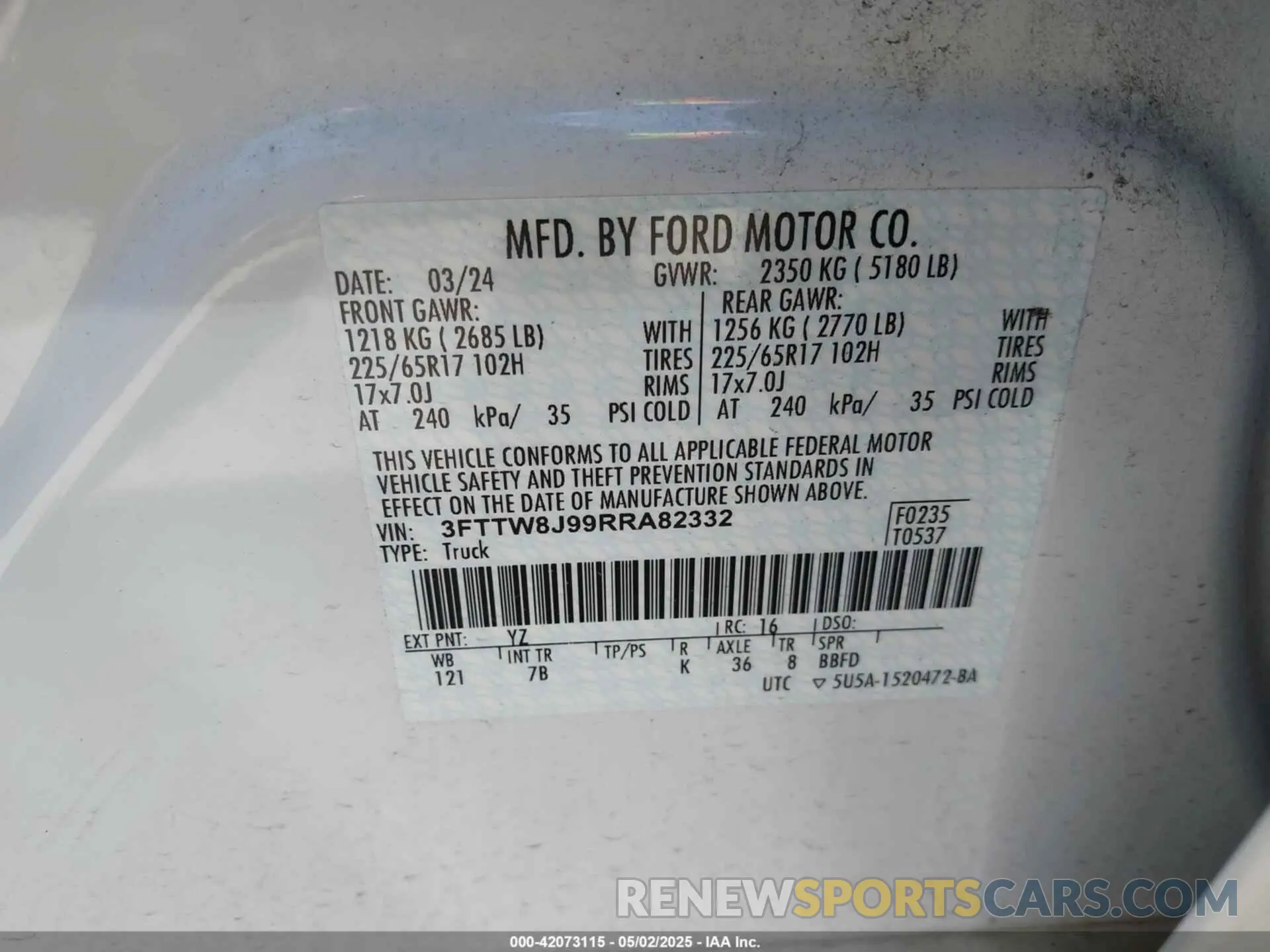 9 Photograph of a damaged car 3FTTW8J99RRA82332 FORD MAVERICK 2024
