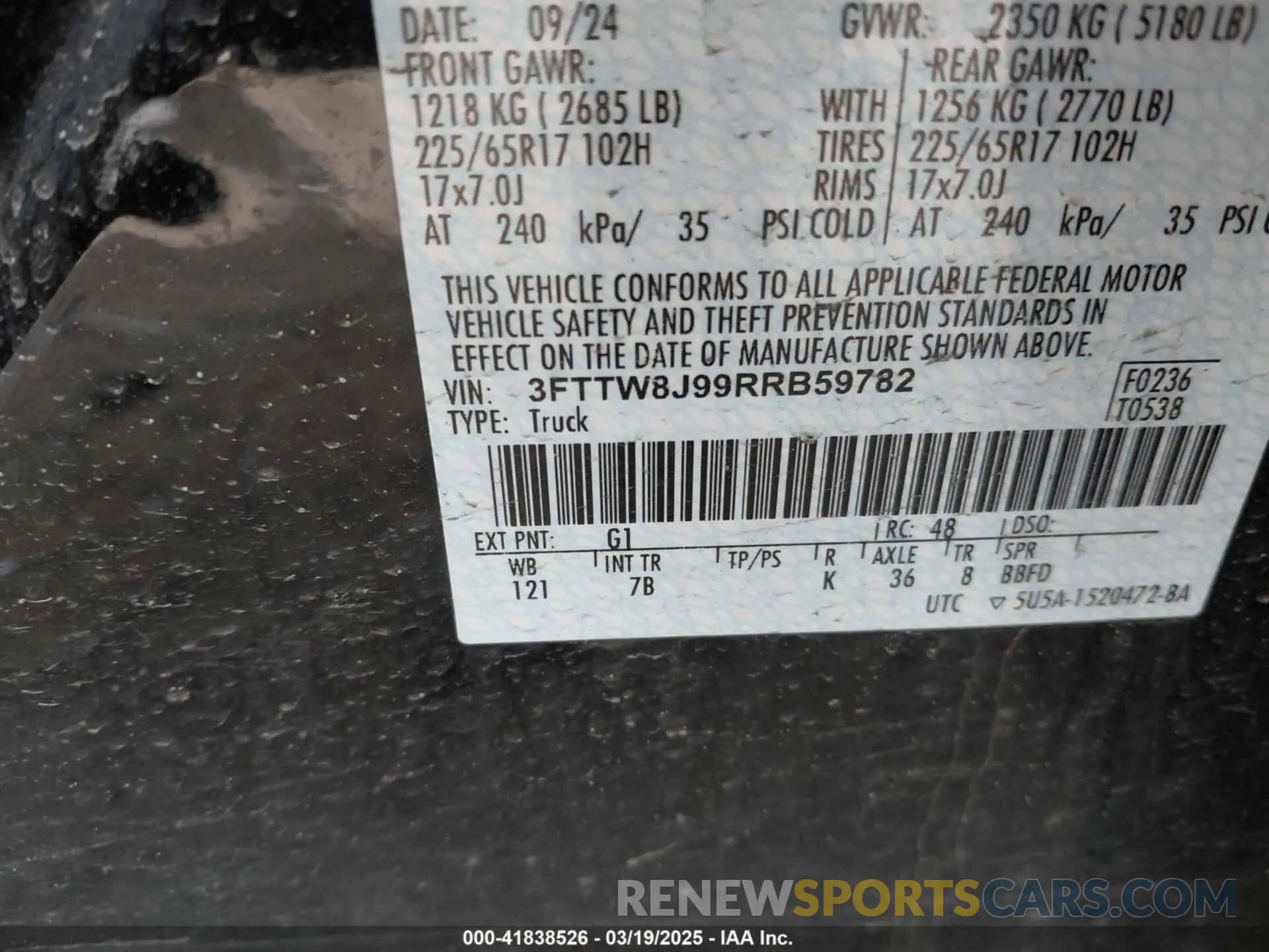 9 Photograph of a damaged car 3FTTW8J99RRB59782 FORD MAVERICK 2024