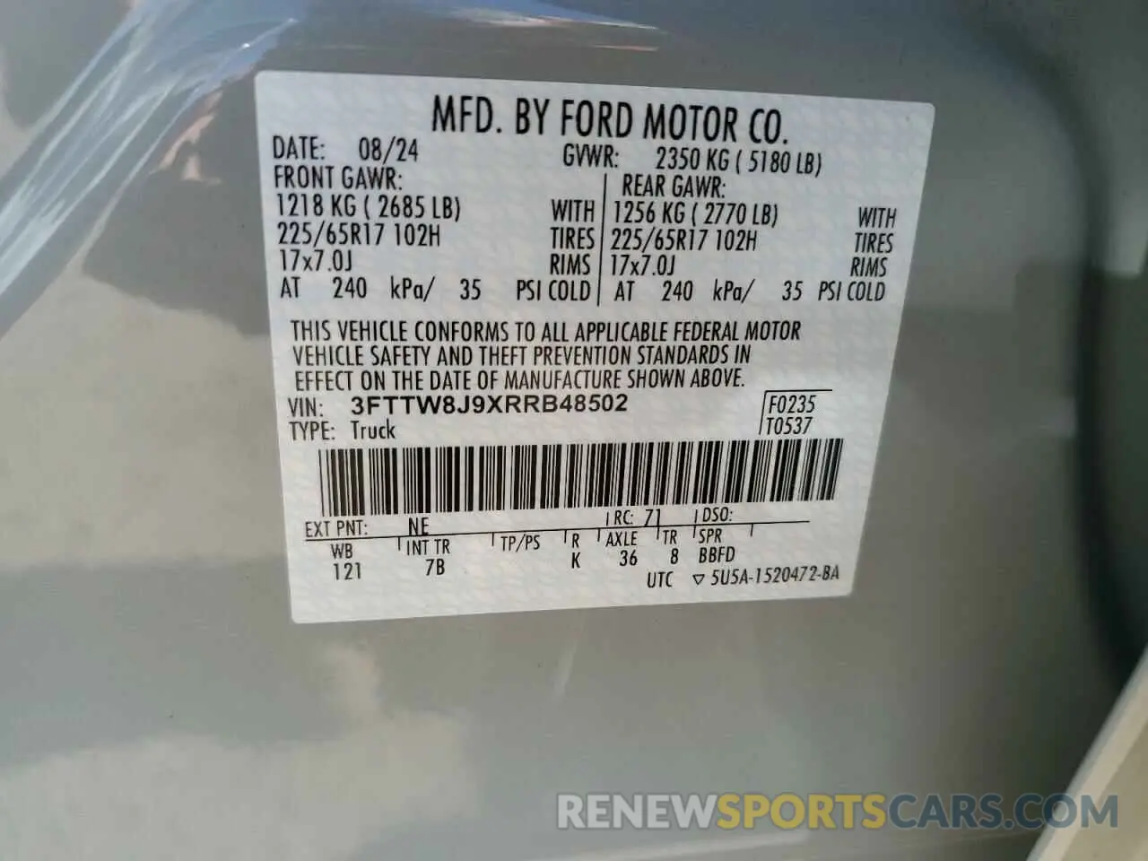 12 Photograph of a damaged car 3FTTW8J9XRRB48502 FORD MAVERICK 2024