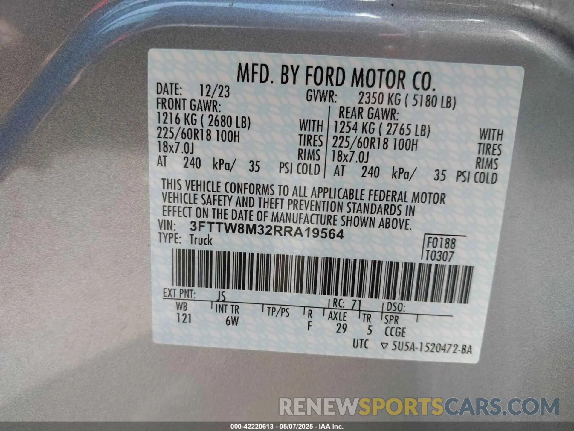 9 Photograph of a damaged car 3FTTW8M32RRA19564 FORD MAVERICK 2024