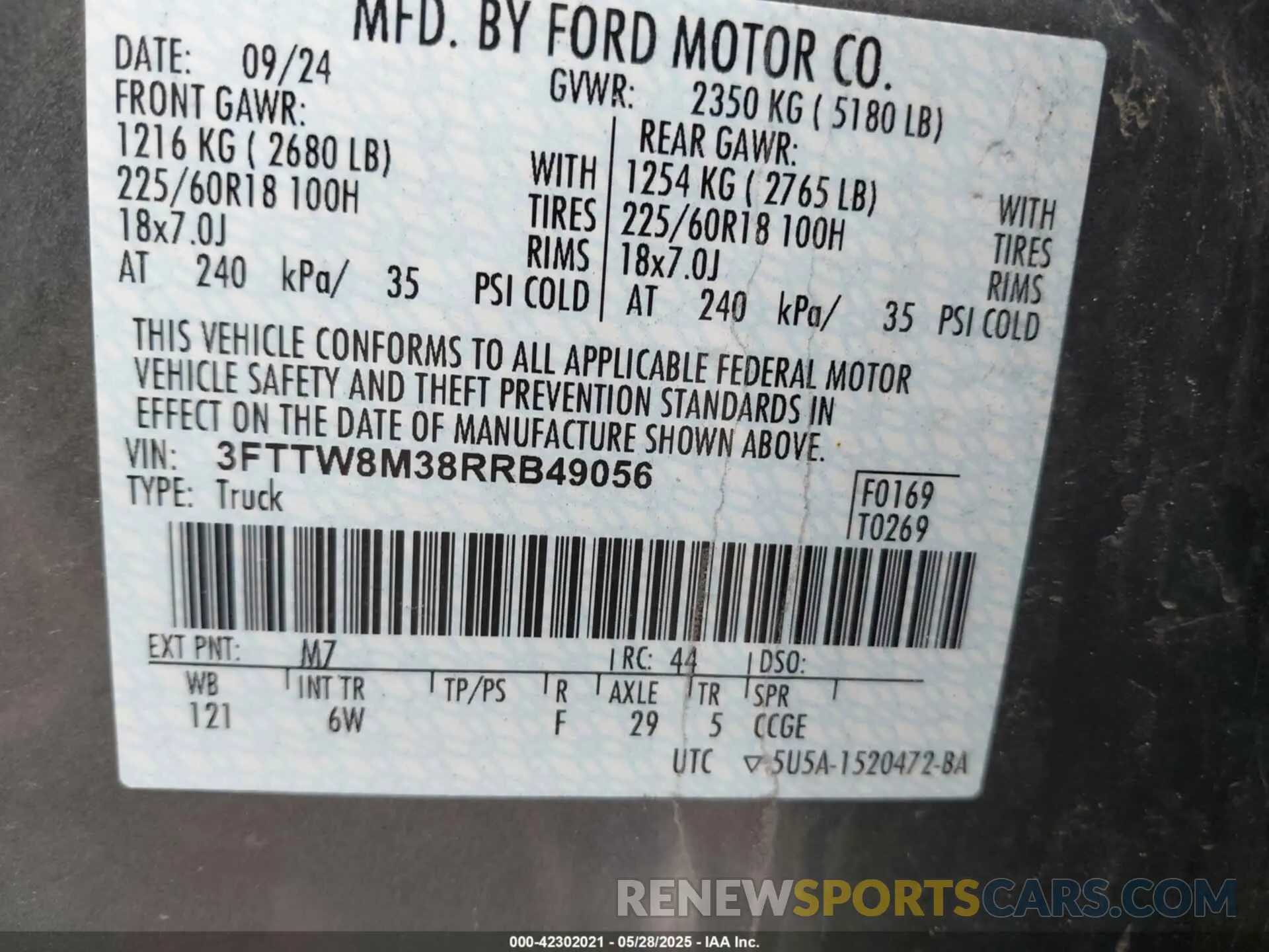 9 Photograph of a damaged car 3FTTW8M38RRB49056 FORD MAVERICK 2024