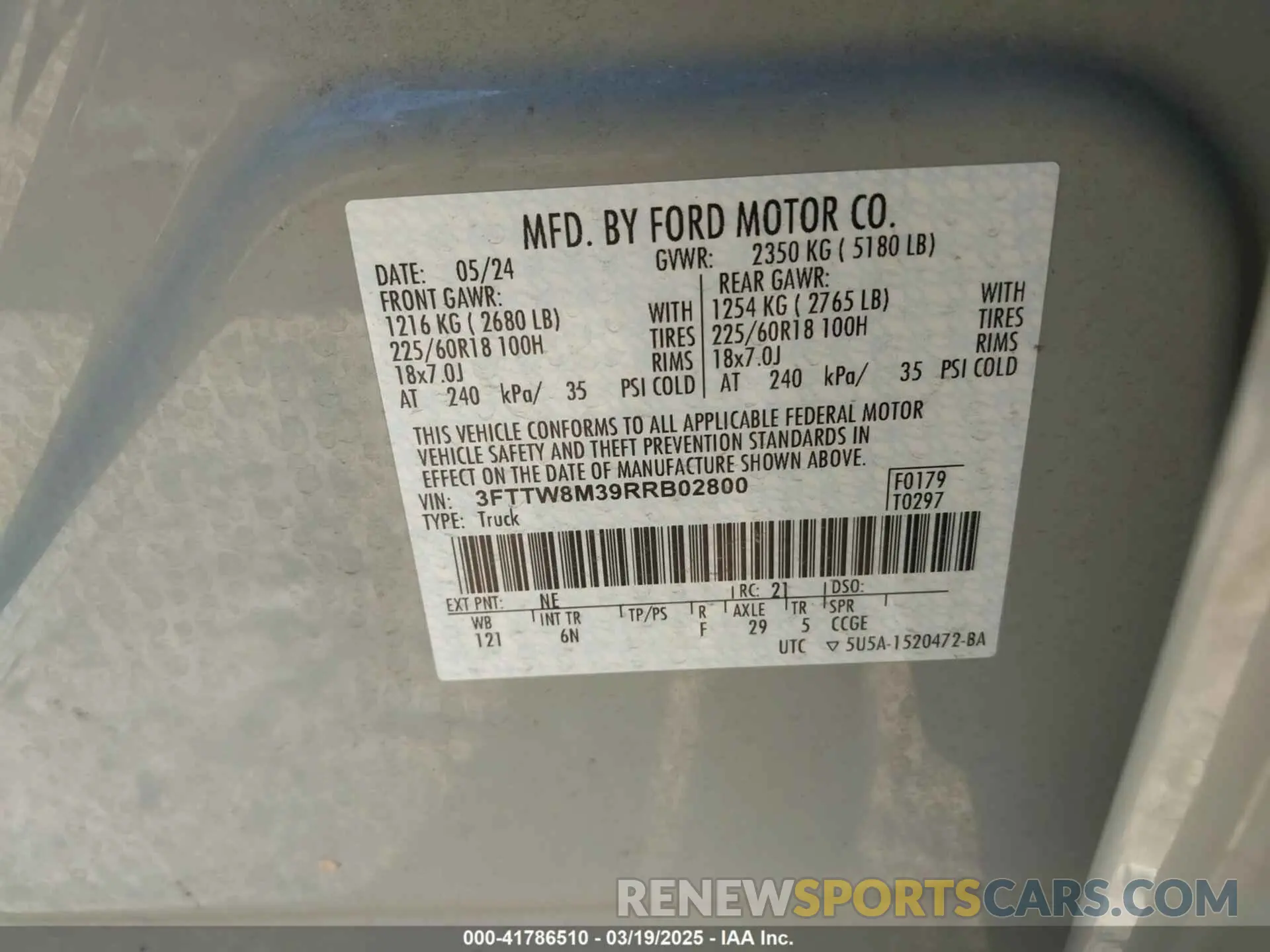 9 Photograph of a damaged car 3FTTW8M39RRB02800 FORD MAVERICK 2024