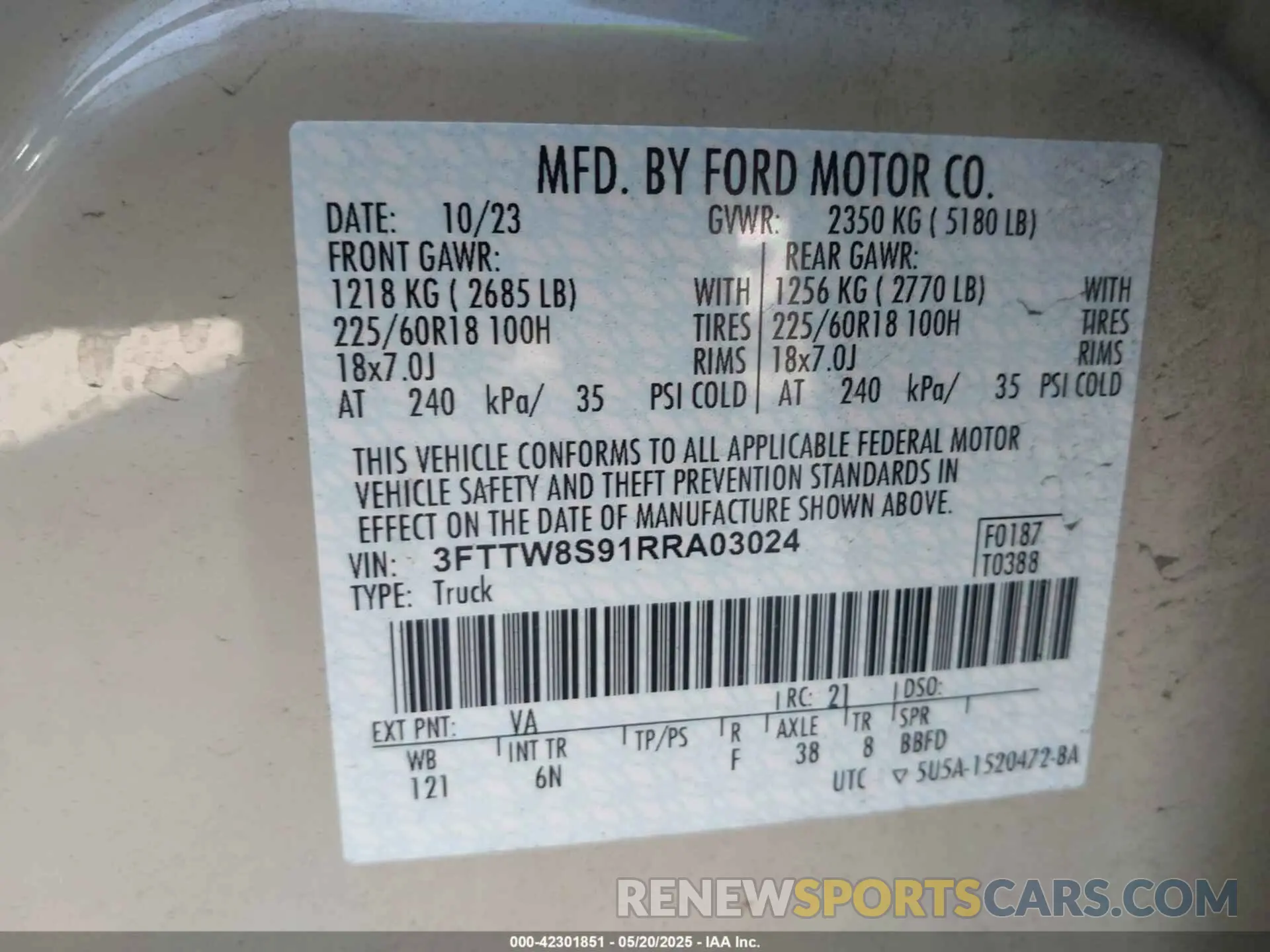 9 Photograph of a damaged car 3FTTW8S91RRA03024 FORD MAVERICK 2024