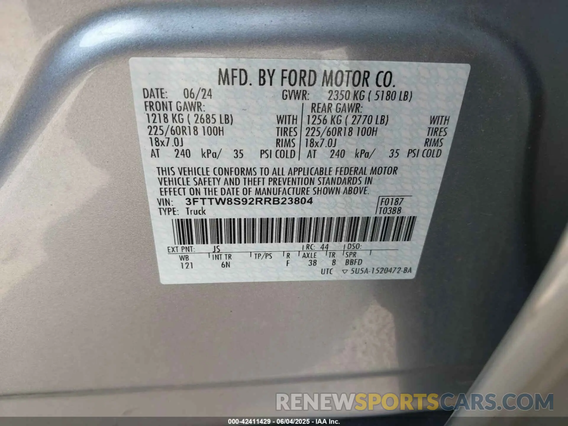 9 Photograph of a damaged car 3FTTW8S92RRB23804 FORD MAVERICK 2024
