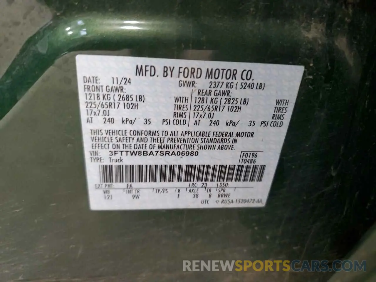 13 Photograph of a damaged car 3FTTW8BA7SRA06980 FORD MAVERICK 2025