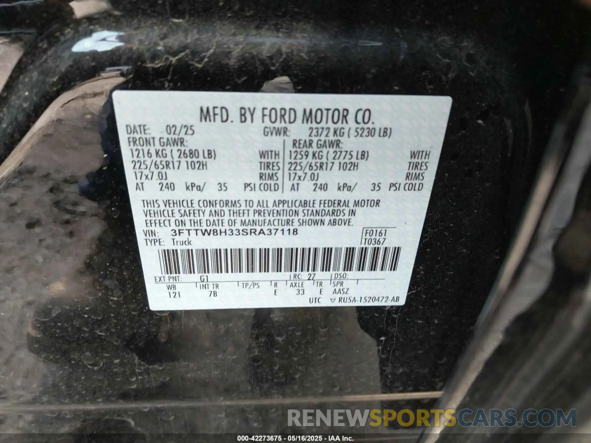 9 Photograph of a damaged car 3FTTW8H33SRA37118 FORD MAVERICK 2025
