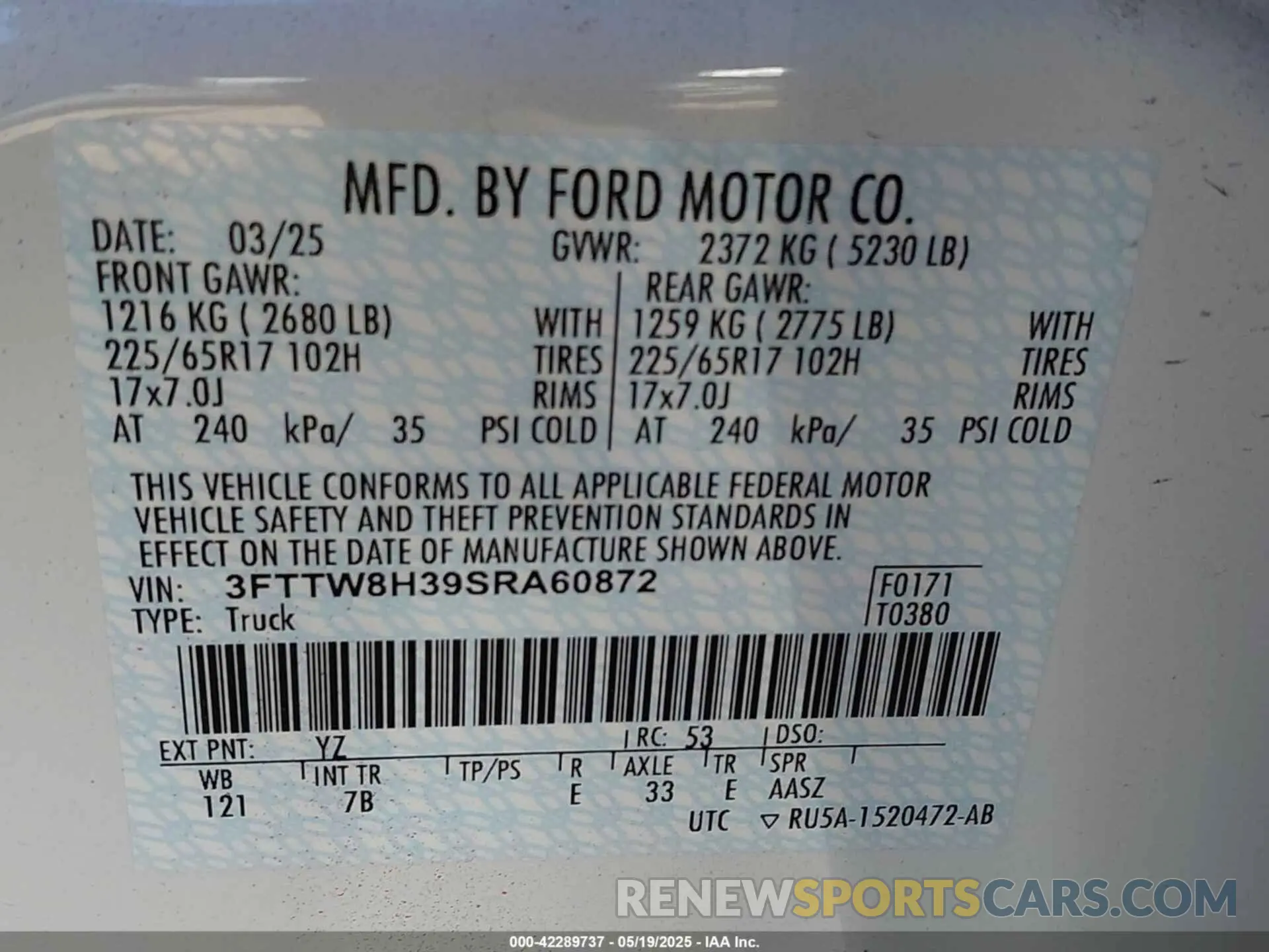 9 Photograph of a damaged car 3FTTW8H39SRA60872 FORD MAVERICK 2025