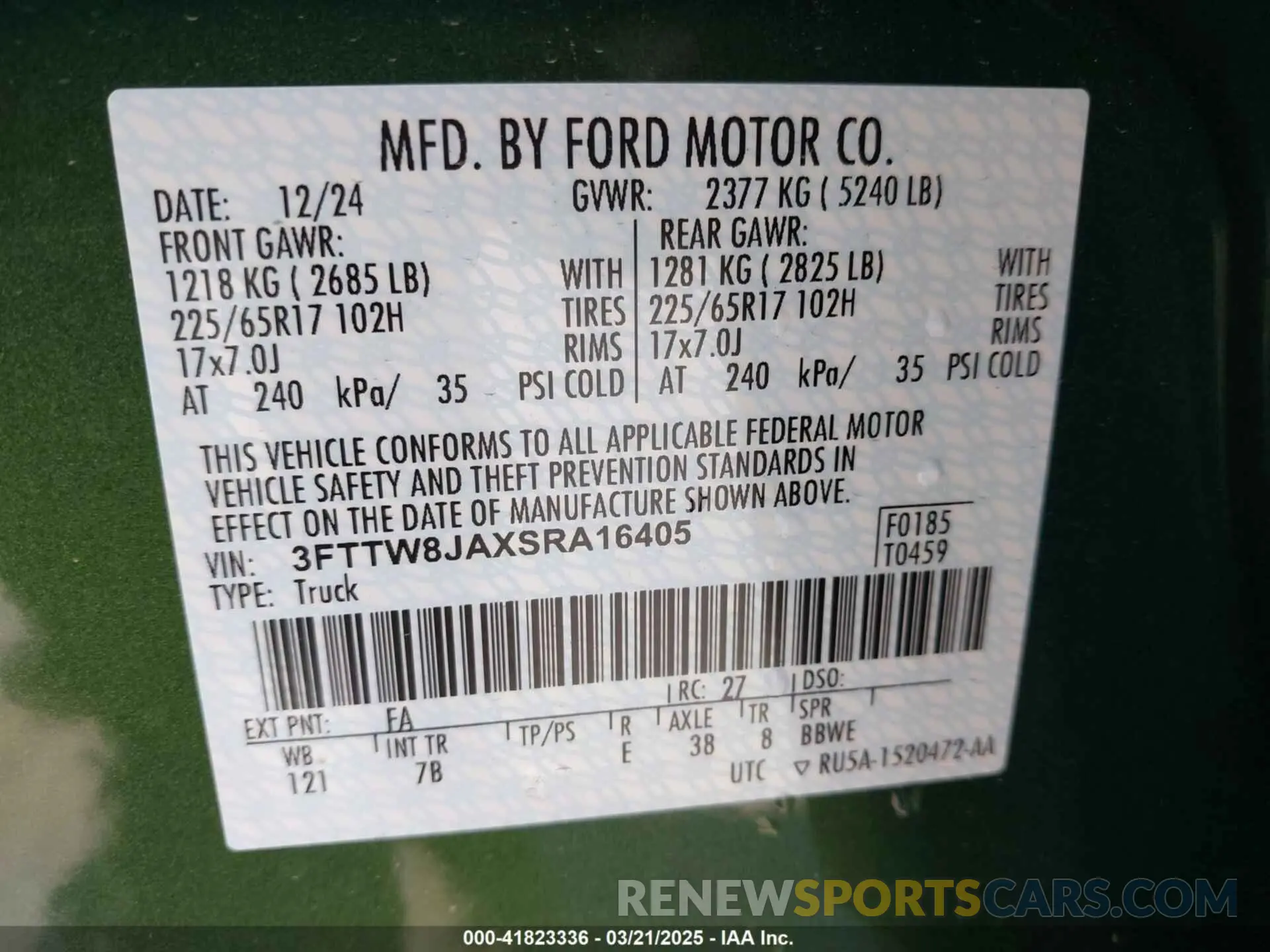 9 Photograph of a damaged car 3FTTW8JAXSRA16405 FORD MAVERICK 2025