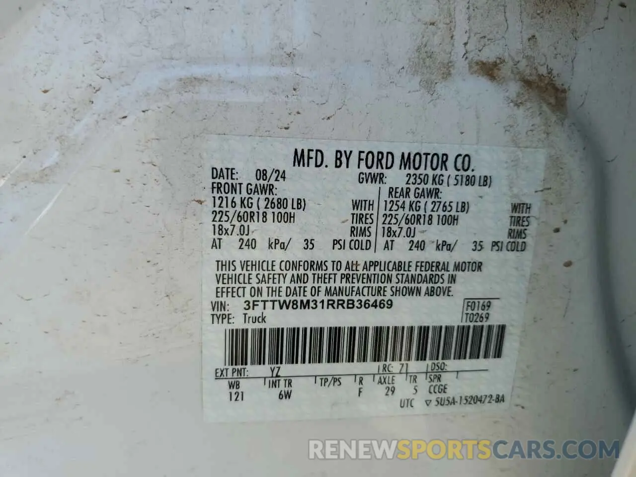 12 Photograph of a damaged car 3FTTW8M31RRB36469 FORD MAVERICK L 2024
