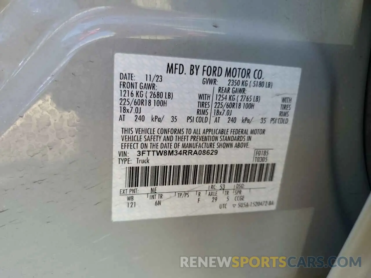 13 Photograph of a damaged car 3FTTW8M34RRA08629 FORD MAVERICK L 2024