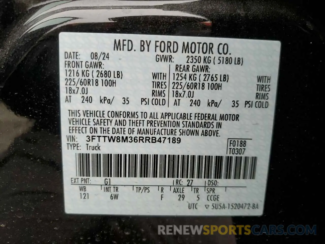 12 Photograph of a damaged car 3FTTW8M36RRB47189 FORD MAVERICK L 2024
