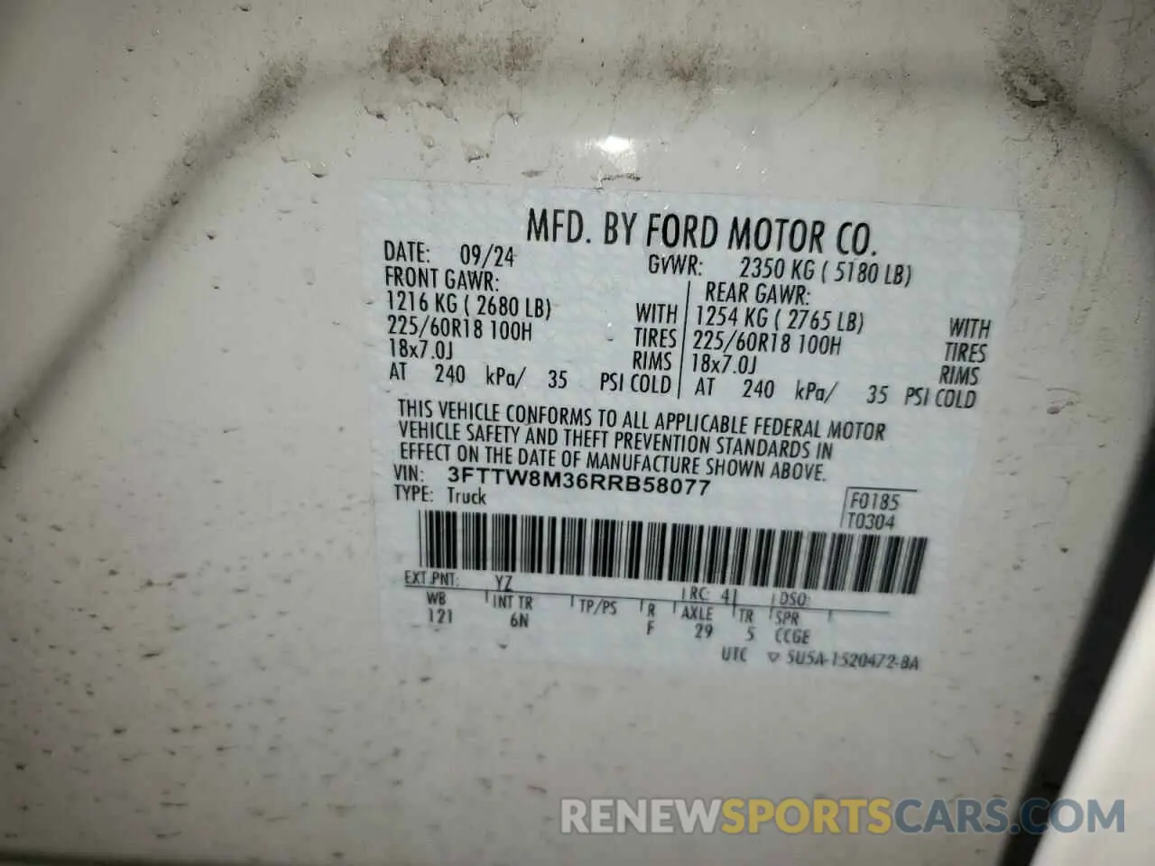 12 Photograph of a damaged car 3FTTW8M36RRB58077 FORD MAVERICK L 2024