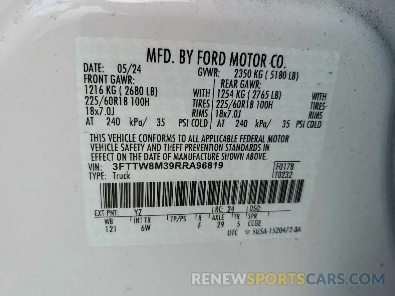 13 Photograph of a damaged car 3FTTW8M39RRA96819 FORD MAVERICK L 2024