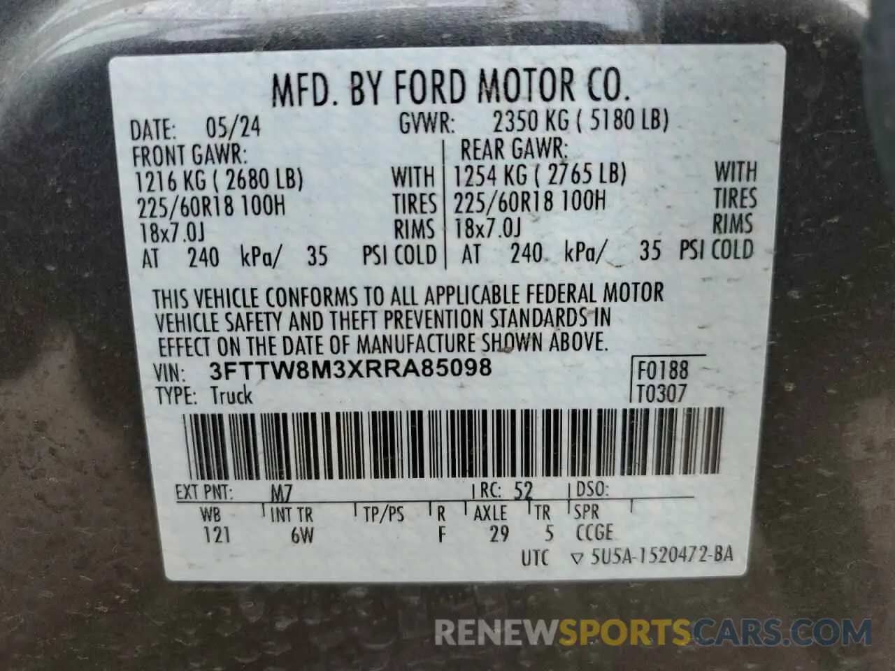 15 Photograph of a damaged car 3FTTW8M3XRRA85098 FORD MAVERICK L 2024