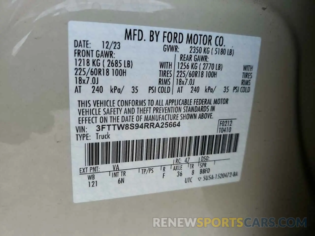 13 Photograph of a damaged car 3FTTW8S94RRA25664 FORD MAVERICK L 2024