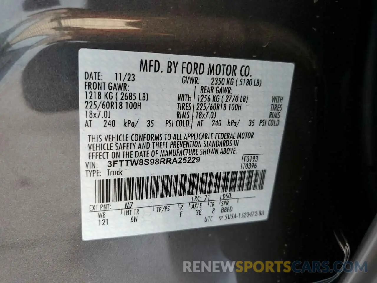 12 Photograph of a damaged car 3FTTW8S98RRA25229 FORD MAVERICK L 2024