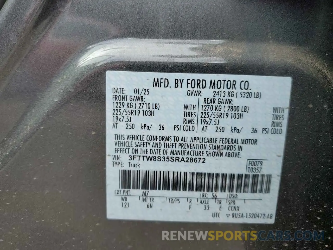 12 Photograph of a damaged car 3FTTW8S35SRA28672 FORD MAVERICK L 2025