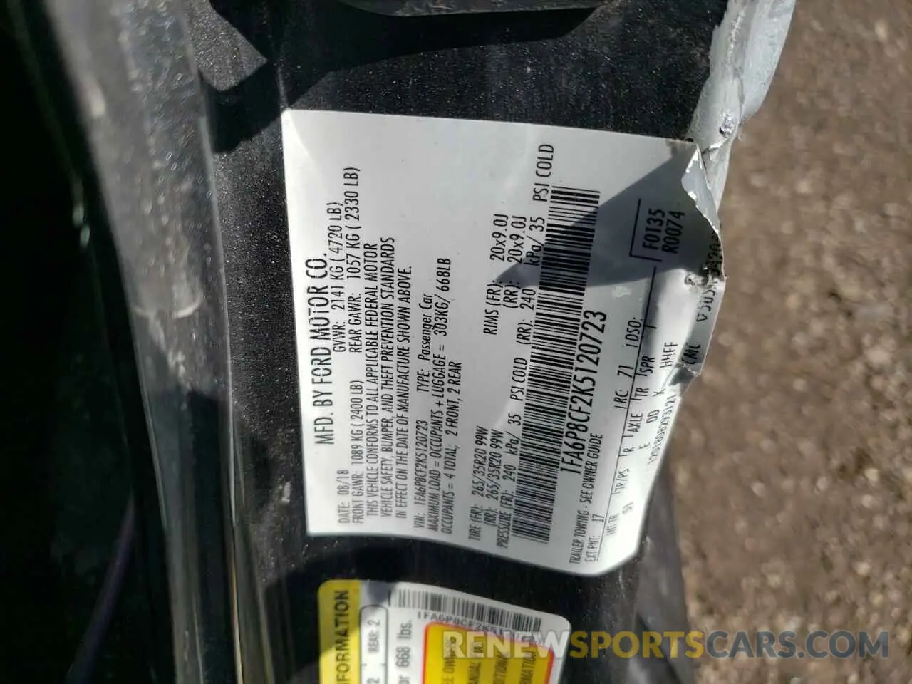 12 Photograph of a damaged car 1FA6P8CF2K5120723 FORD MUSTANG 2019