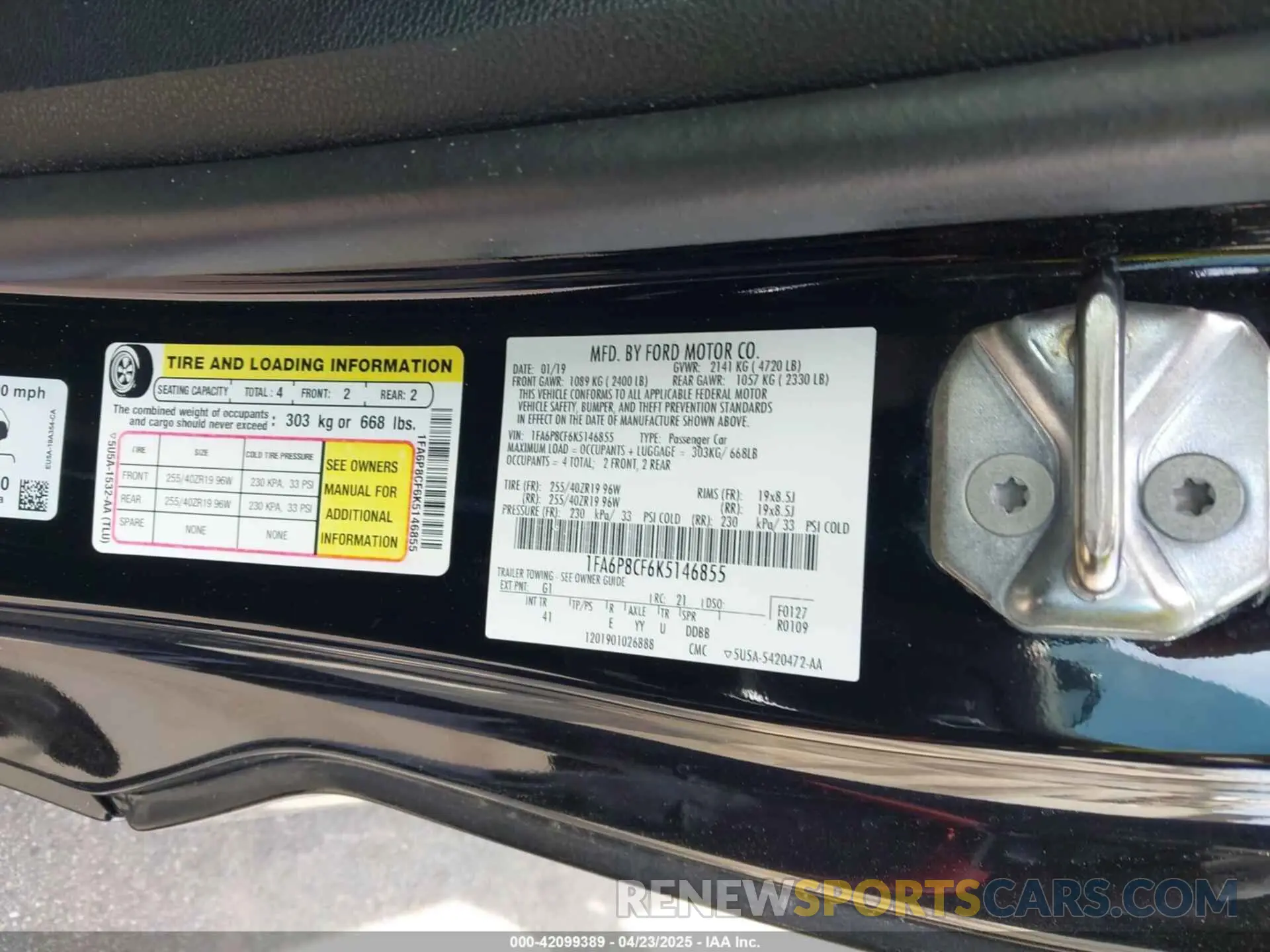 9 Photograph of a damaged car 1FA6P8CF6K5146855 FORD MUSTANG 2019