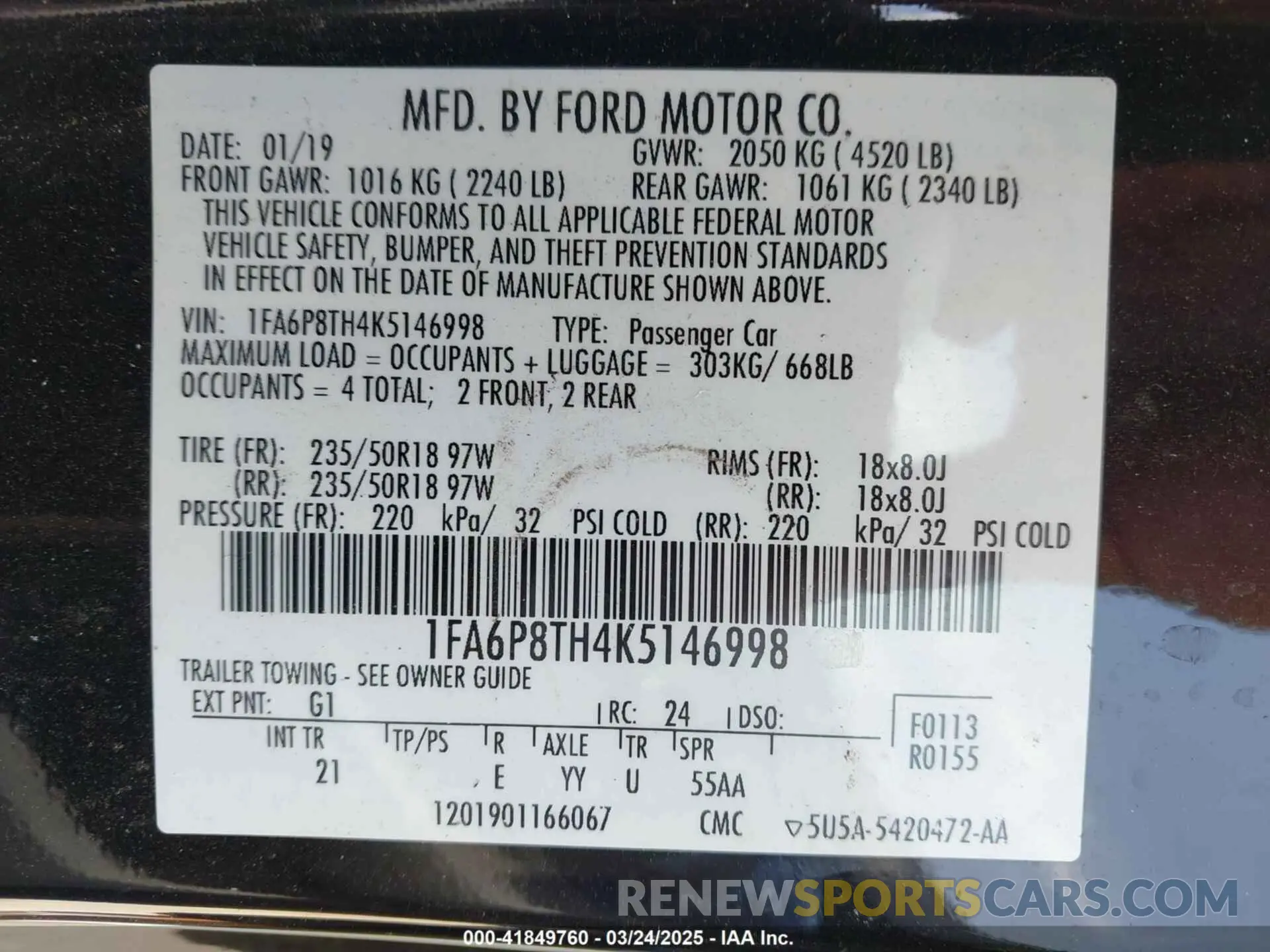 9 Photograph of a damaged car 1FA6P8TH4K5146998 FORD MUSTANG 2019