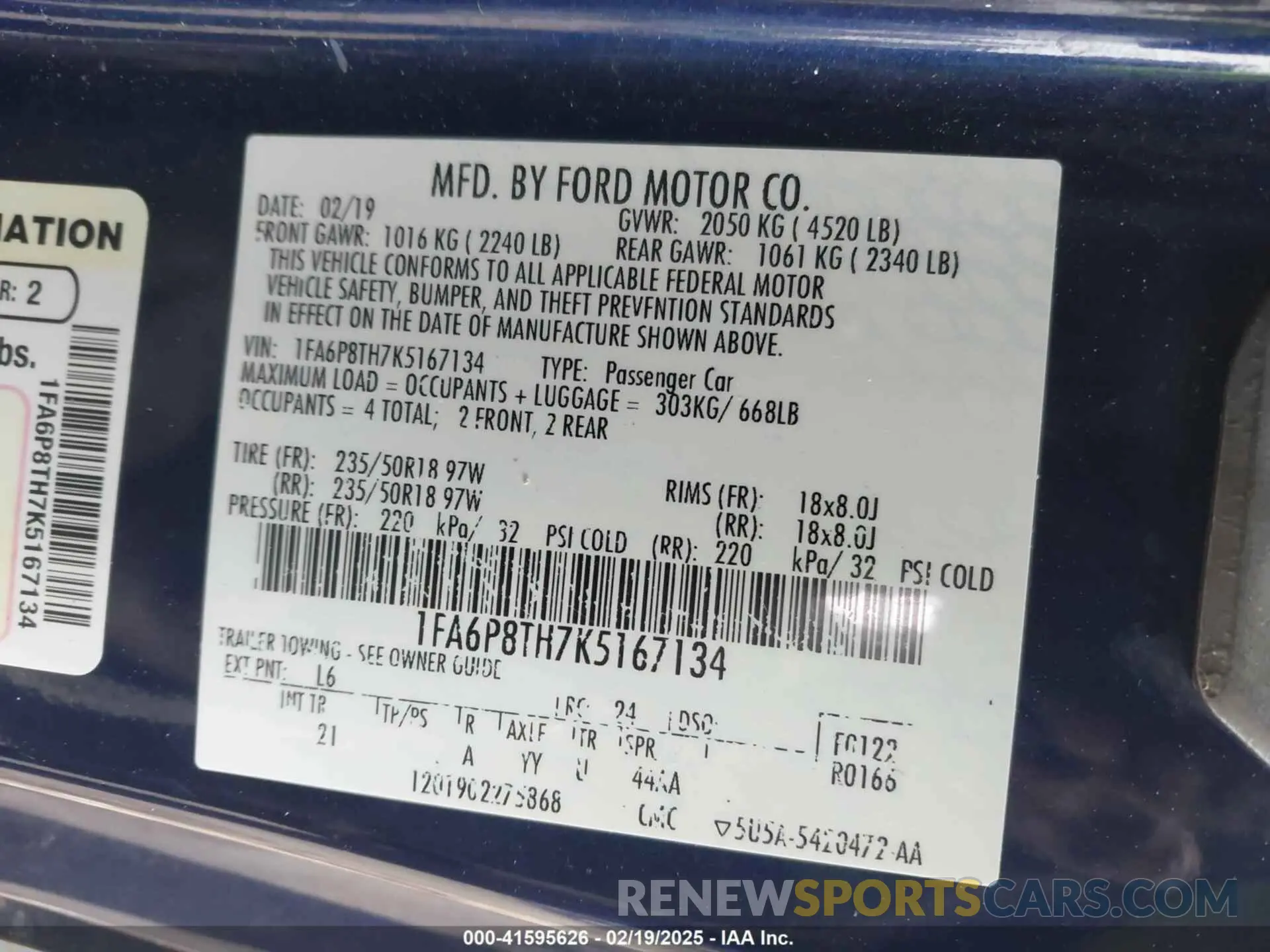 9 Photograph of a damaged car 1FA6P8TH7K5167134 FORD MUSTANG 2019