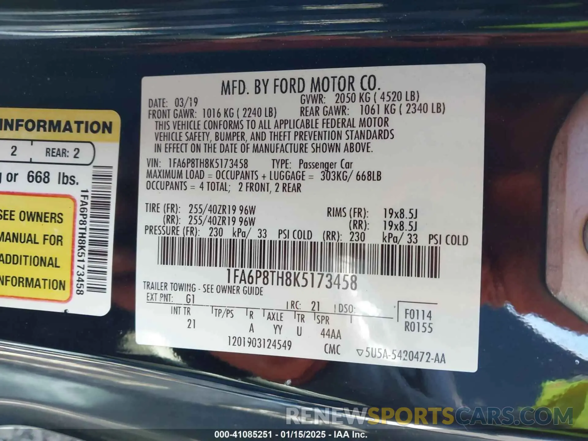 9 Photograph of a damaged car 1FA6P8TH8K5173458 FORD MUSTANG 2019