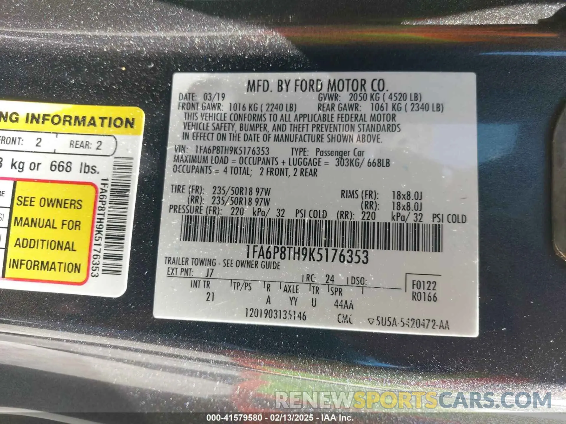 9 Photograph of a damaged car 1FA6P8TH9K5176353 FORD MUSTANG 2019
