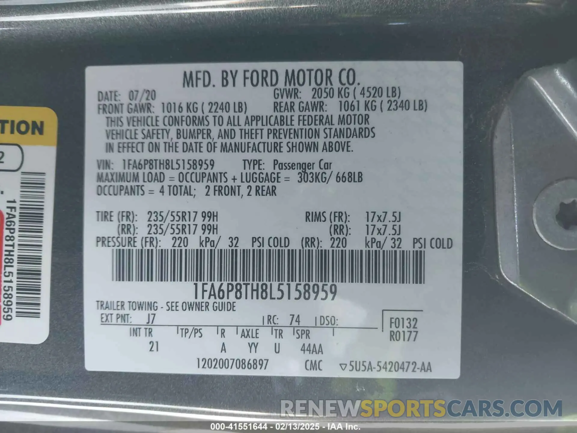 9 Photograph of a damaged car 1FA6P8TH8L5158959 FORD MUSTANG 2020