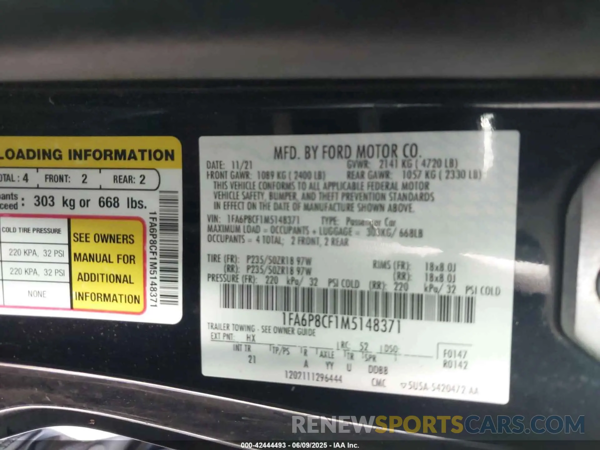 9 Photograph of a damaged car 1FA6P8CF1M5148371 FORD MUSTANG 2021